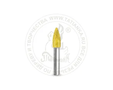 фото 6F38-40 - Пламя, Ø хвостовика 6мм, Ø фрезы X 9,525мм, L фрезы 19,05мм (fine/желтая)