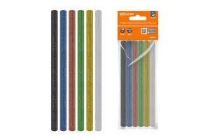 фото Клеевые стержни универсальные цветные с блестками, 7 мм x 100 мм, набор 6 шт, "Алмаз" TDM