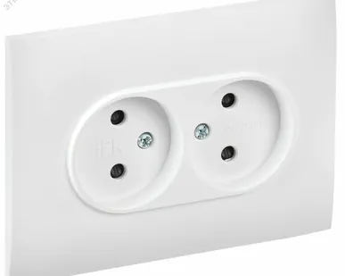 фото SKANDY Розетка 2-местная без заземления с защитными шторками 10А в сборе SK-R09W арктический белый IEK