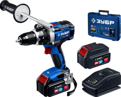 фото Шуруповерт бесщеточный аккумуляторный Зубр DB-211-42X, 100 Нм, 20 В, 2 АКБ х 4 Ач