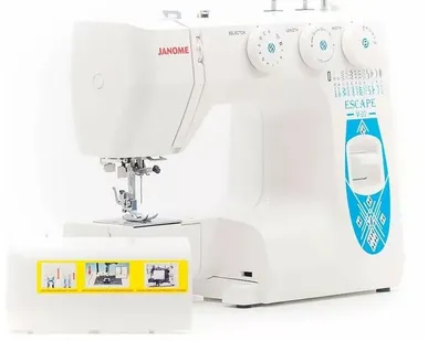 фото Швейная машина Janome Escape V-30, белый/голубой