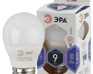 фото Лампа светодиодная P45-9W-860-E27 шар 720лм ЭРА Б0031412