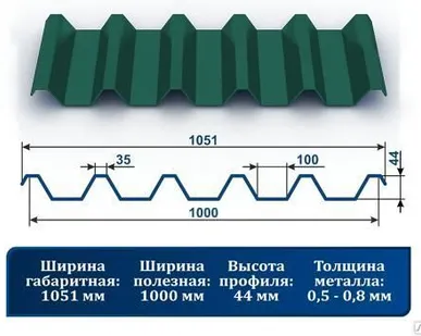 фото Профнастил С-44 окрашенный 6026 зеленый опал