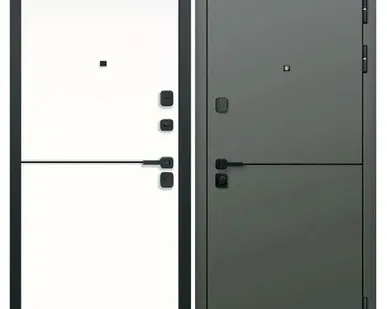 фото Дверь входная Молдинг 9см (Ferroni) МДФ/МДФ, Сатин коричневый/Эмалит белый 2050х860мм, ПРАВАЯ