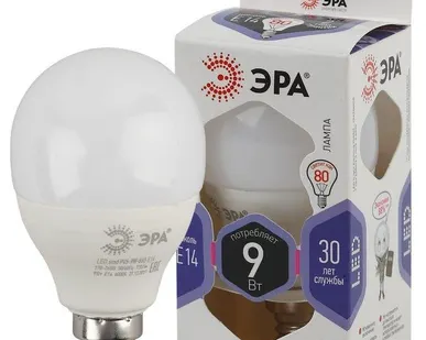 фото Лампа светодиодная P45-9W-860-E14 шар 720лм ЭРА Б0031411