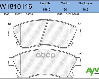 фото Колодка Тормозная 1431.12 Aywiparts Aw1810116 Передние AYWIparts арт. AW1810116