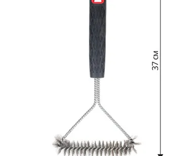 фото Щетка д/чистки мангалов, решеток-гриль, нержавеющая сталь 37х11 см (WL-101) (Твой Пикник)