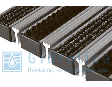 фото Придверная решетка Gidrolica Step - текстиль+щетка+скребок 390х590мм 30234