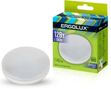 фото Лампа светодиодная LED-GX53-12W-GX53-6K 12Вт GX53 6500К 180-280В Ergolux 14238