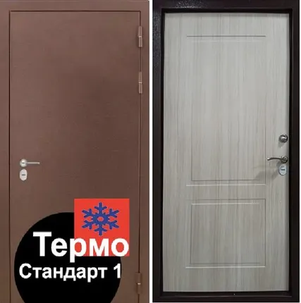 Фото №0 Входная дверь Термо Стандарт-1 медный антик-Сандал светлый