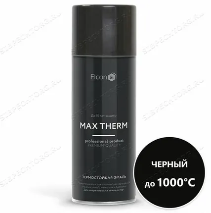 Фото №0 Эмаль термостойкая «Элкон/12» до 1000 гр ЧЕРНАЯ (аэрозоль) 520 мл