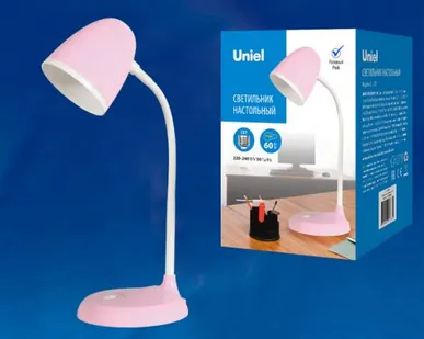 фото Светильник настольный TLI-228 PINK E27 Светильник настольный, 60W. Цоколь Е27. Механический выключатель. Розовый. ТМ Uniel.