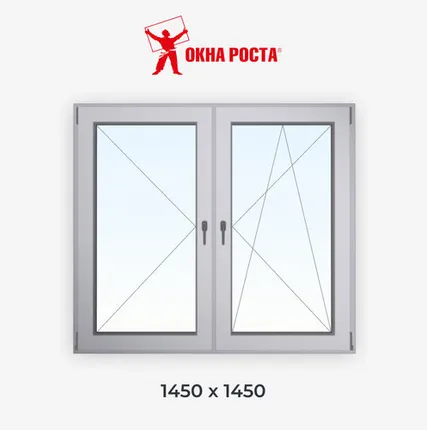 Фото №0 Двухстворчатое алюминиевое окно Р400, 1450х1450, поворотное/поворотно откидное