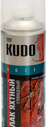 Фото №0 Лак KUDO Лак аэрозольный яхтный KUDO глянцевый цвет золотой 520 мл