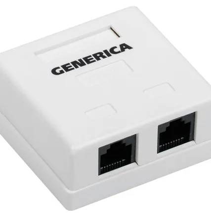 Фото №0 Розетка информационная RJ45 кат.5е UTP 2 порта настенная GENERICA ITK CS2-1C5EU-22-G