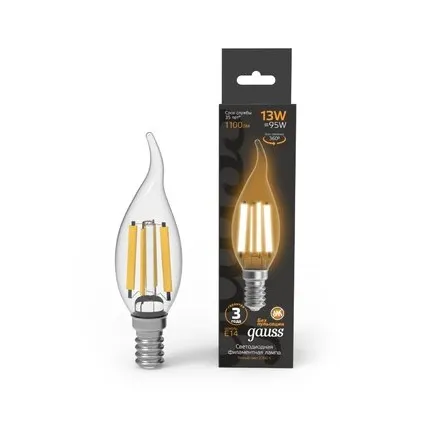Фото №0 Светодиодная филаментная лампа Gauss Свеча на ветру 13W 1100Lm 2700K E14 104801113