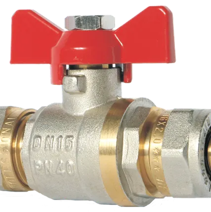 Фото №0 Кран шаровый под мет./пласт. трубу 16*16 ц/ц бант