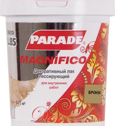 Фото №0 Лак PARADE Лак для декоративной отделки поверхностей PARADE L5 0,9 л глянцевый бронза 0005760