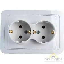 Фото №0 Розетка 2-м. СП СLASSICO 16А с заземл. бел ASD 2128