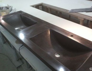 фото Умывальник с двойной чашей из искусственного камня.