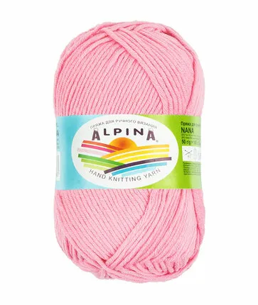 Фото №0 Пряжа ALPINA "NANA" 70% хлопок, 30% полиамид 50 г 105 м №03 розовый