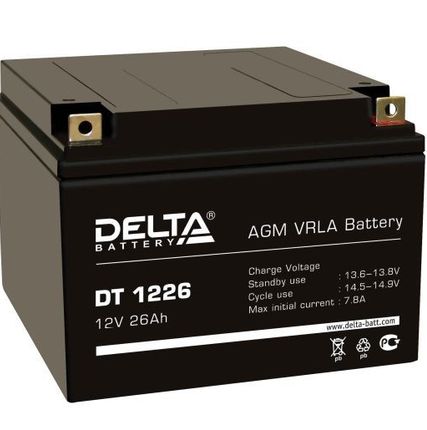 Фото №0 Аккумулятоp Delta DT 1226 [ 12В, 26Ач ]
