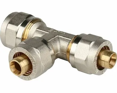 фото Тройник переходной STOUT 20х16х16 для металлопластиковых труб винтовой