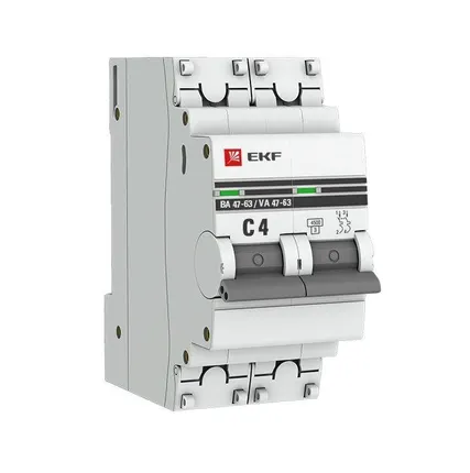 Фото №0 Выключатель автоматический модульный 2п C 4А 4.5кА ВА 47-63 PROxima EKF mcb4763-2-04C-pro