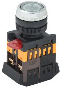 Фото №0 Кнопка ABLFS-22 прозрачный d22мм неон/240В 1з+1р ИЭК