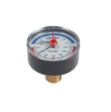 Фото №0 Термоманометр аксиальный 6 бар TIM 1/2" н.р., Ø корпуса=63 мм, t=0...120°С