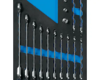 фото Набор комбинированных трещоточных ключей, 8-22 мм, ложемент, 15 предметов KING TONY 9-10115MRV