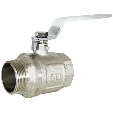 Фото №0 Кран шаровой латунный Ду40 Ру16 муфта-штуцер, ручка "рычаг", STI