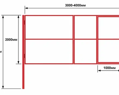 фото Ворота распашные с встроенной калиткой (каркас)