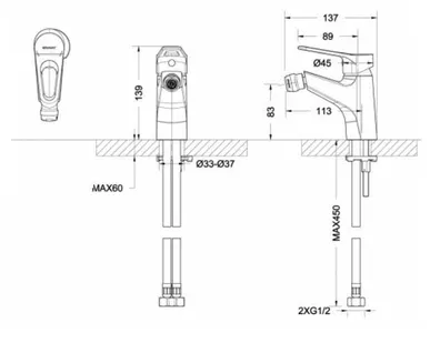 фото Смеситель для биде Bravat Eco-D F393158C