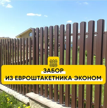Фото №0 Забор из Евроштакетника Эконом RAL 8017, 6005, 3005