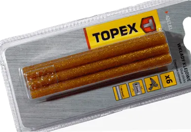 фото Стержни TOPEX клеевые, 8 х 100мм, золотые, 6шт