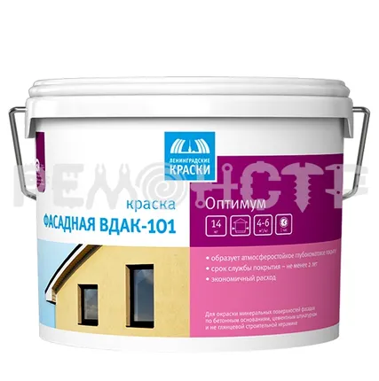 Фото №0 Краска вд фасад  7кг ОПТИМУМ ВДАК-101 Текс (белая) (1/18/72) ЭК П