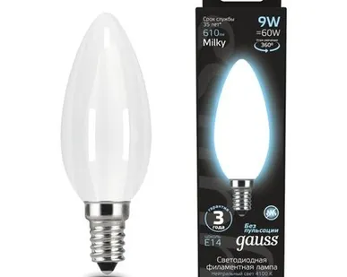 фото Светодиодная филаментная лампа Gauss Свеча 9W 610Lm 4100K E14 103201209