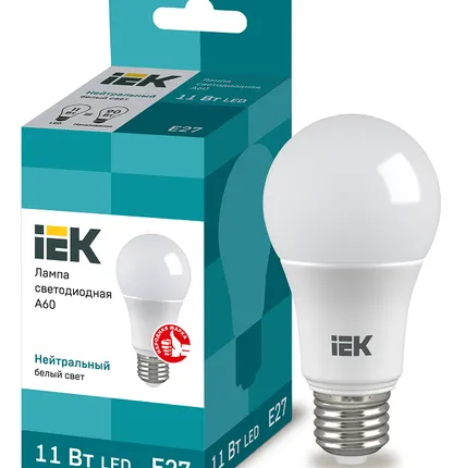 Фото №0 IEK Лампа светодиод. 11/4000/Е27/A60 груша IEK