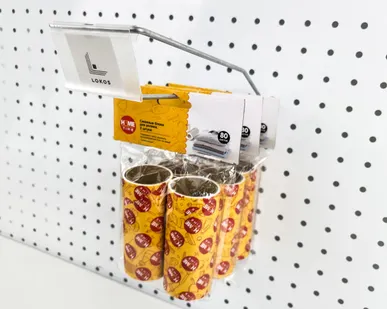 фото Крючок для перфорированной панели одинарный с ценникодержателем L=150мм, шаг 50мм,цинк