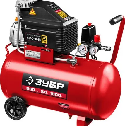 Фото №0 ЗУБР 260 л/мин, 50 л, 1500 Вт, масляный компрессор (КПМ-260-50)