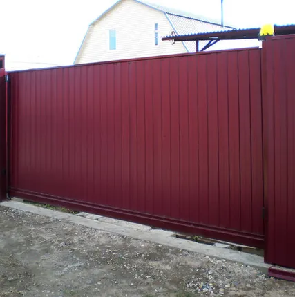 Фото №0 Автоматические откатные ворота Стандарт на бетонной тумбе