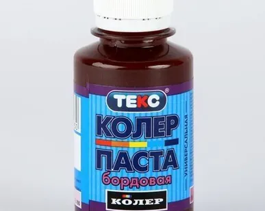 фото Колер-паста универсальная Текс № 18, бордовый цвет, 0,1 л