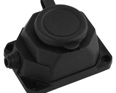 фото Колодка 1-м с заземл. 16А IP44 K-1e-B-IP44 каучук черн. Эра Б0044543