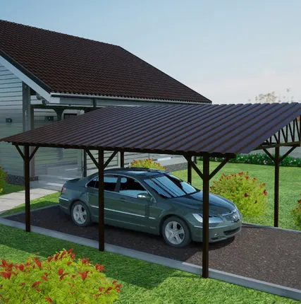 Фото №0 Односкатный навес №33 из профнастила 3,9х6,3 м