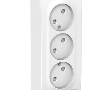 фото Розетка 3-м ОП Blanca 16А IP20 250В без заземл. защ. шторки с изолир. пластиной бел. SE BLNRA001311