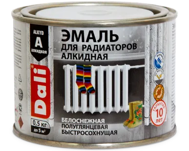 фото Эмаль Dali для радиаторов, белый, 0,5 кг