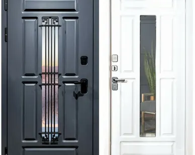 фото Входная дверь Термо Амира стеклопакет ковка RAL 7024 - белая БНК