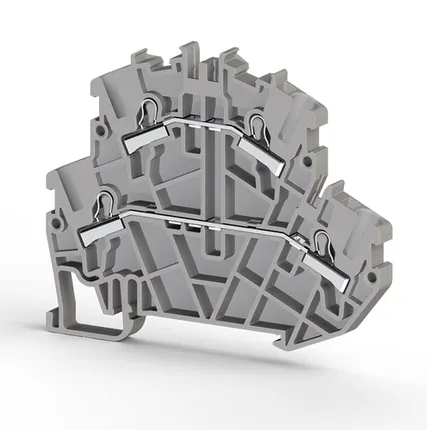 Фото №0 Klemsan Клеммник 2-х ярусный пружинный быстрозажимной (Push in), 2,5 мм.кв. (серый); PYK2,5-2F