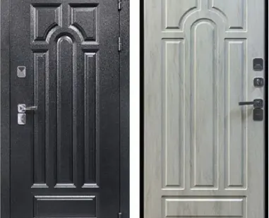 фото Металлическая дверь с терморазрывом "винтер 777" антик серебро/дуб шале снежный